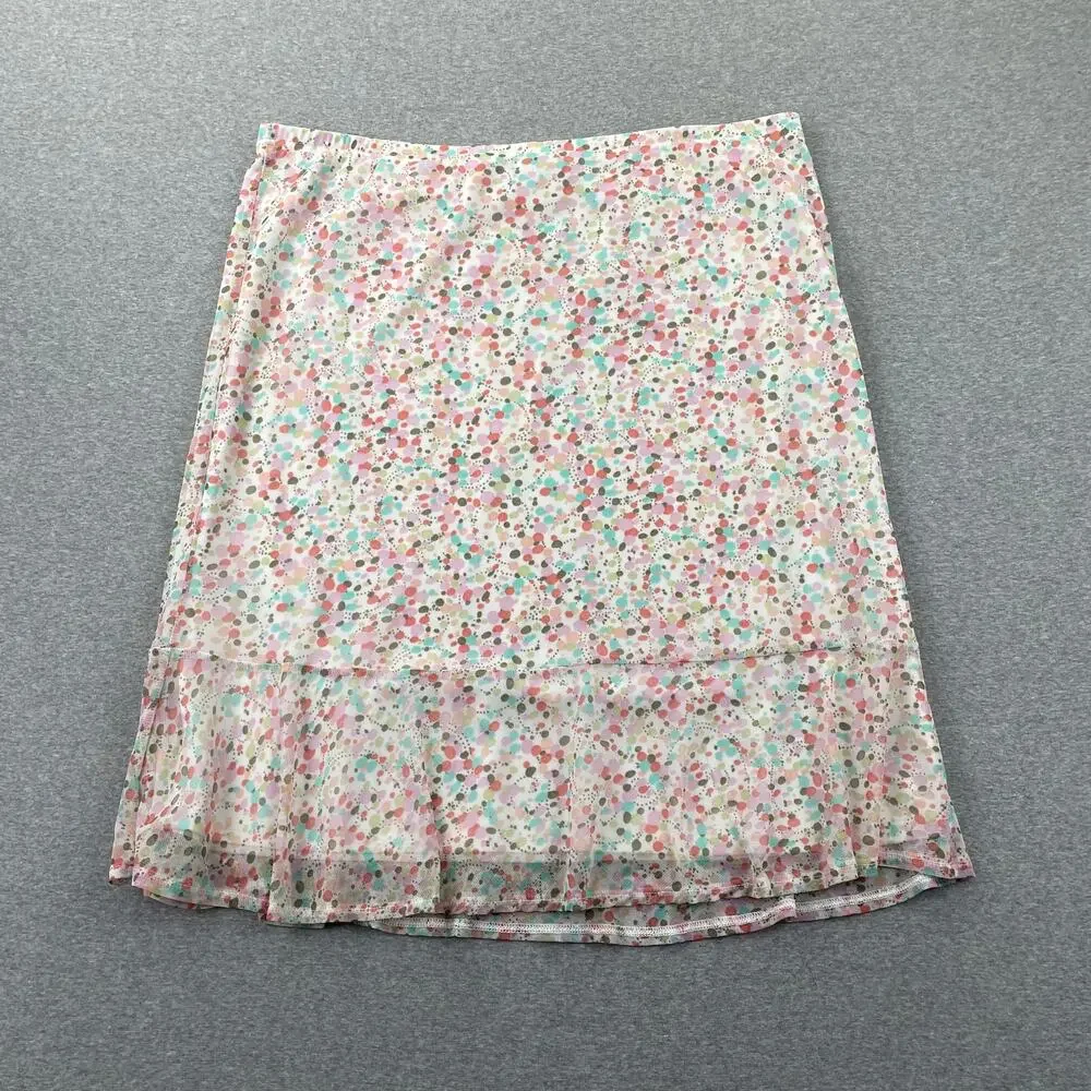 Vintage Y2K NY & Co Skirt XL Colorful Polka Dot Flare Hem Preppy Fairy Coquette